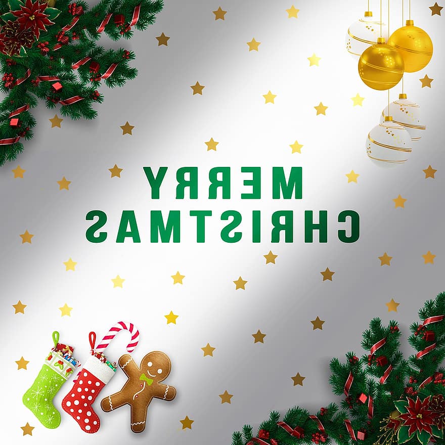 linksmų Kalėdų, šventė, sezoną, sveikinimas, apdaila, Kalėdos, saldainių cukranendrių, Kalėdinės kojinės, meduolių, Kalėdų žiedas