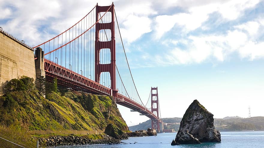 Golden Gate-broen, San Fransisco, bro, san francisco bay, struktur, hengebro, berømt sted, vann, arkitektur, kystlinje, reise