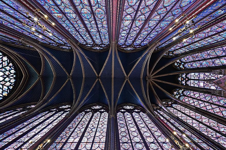 άγιος chapelle, Παρίσι, υαλογράφημα, παράθυρο, Εκκλησία, παρεκκλήσι, παράδεισος, οροφή, αρχιτεκτονική, εντός κτίριου, χριστιανισμός