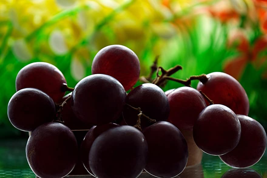 owoc, winogrono, organiczny, jedzenie, Słodkie, witamina, świeżość, dojrzały, zbliżenie, liść, zielony kolor