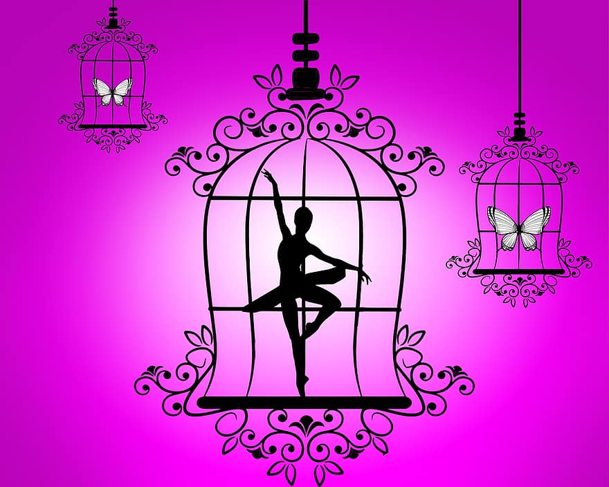 ballet, mariposas, bailarín, danza, mujer, bailando, clásico, fantasía, rosa, movimiento