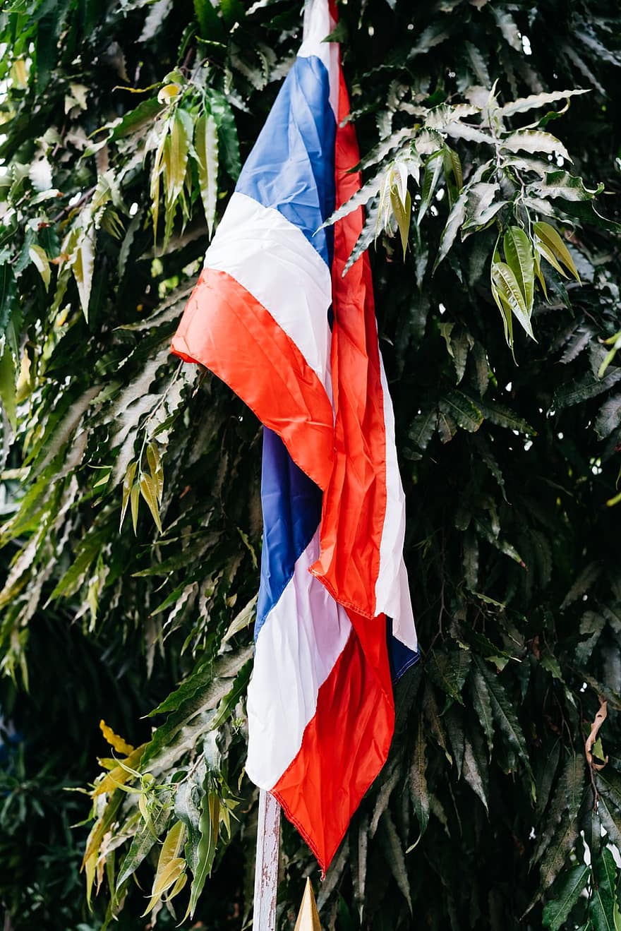 Tajlandia, flaga tajska, flaga tajlandii, kraj, symbol narodowy, patriotyzm, flaga Ameryki, uroczystość, symbol, narodowy punkt orientacyjny, niebieski