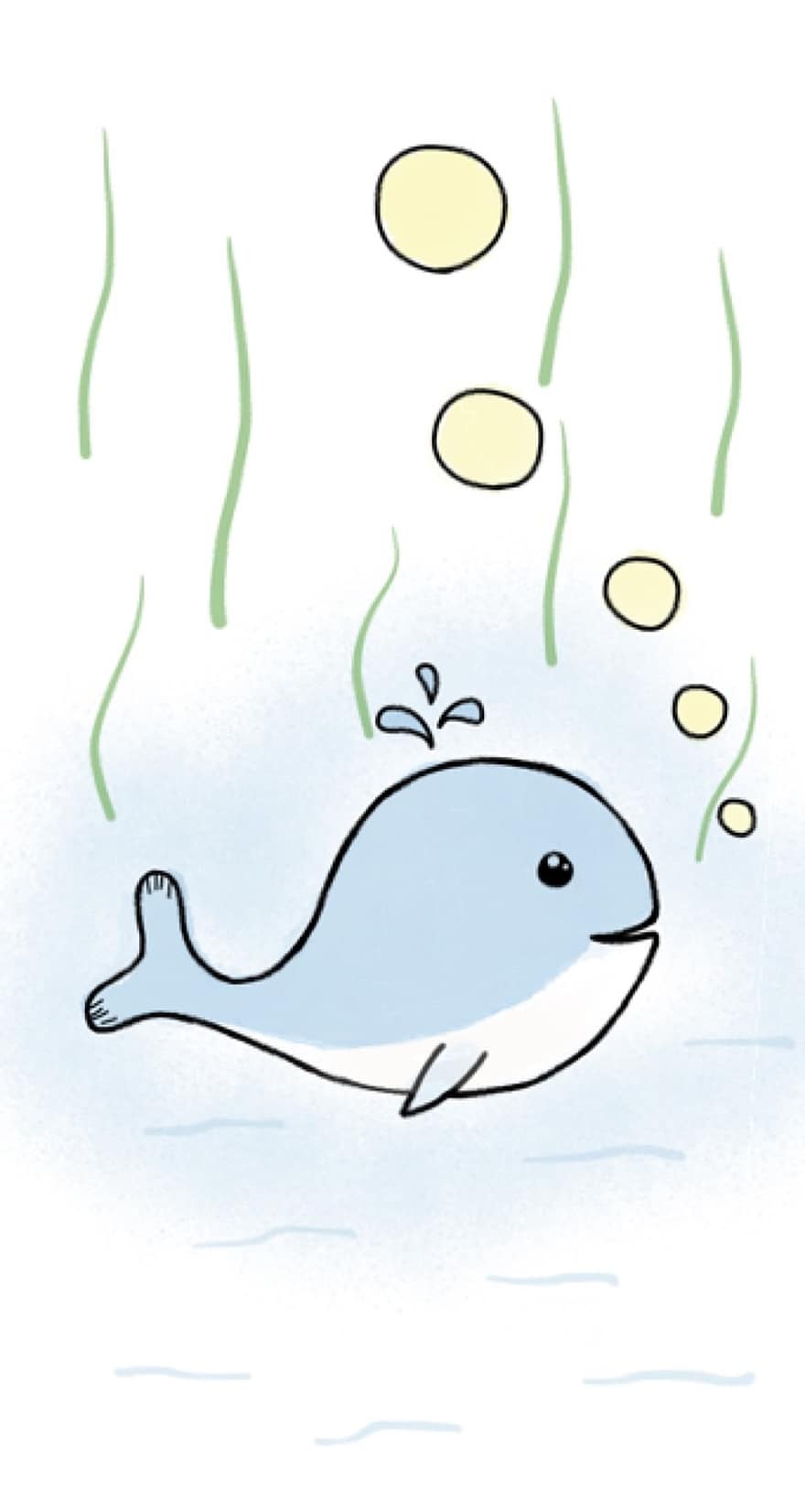 ballena, submarino, burbuja, planta de agua, pez, mar, naturaleza, azul, agua, nadar, Ballena feliz