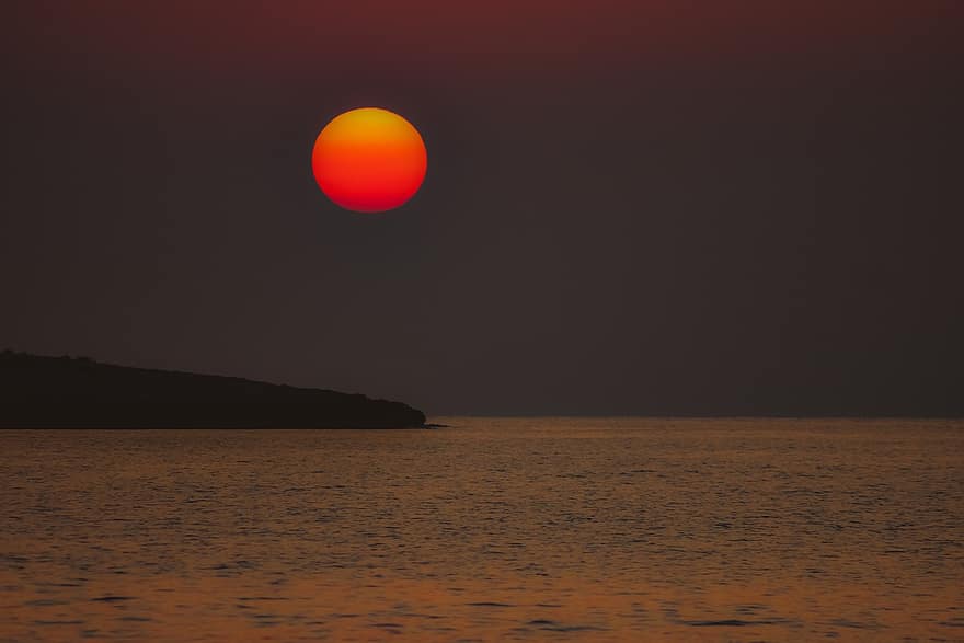 posta de sol, sol, mar, oceà, horitzó, vespre, humor, crepuscle, sol taronja, Costa