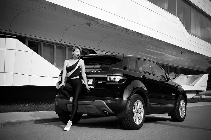Car, Portrait, Woman, Lady, Young Woman, Female Model, Suv, Range Rover, Transport, Fashion, Style