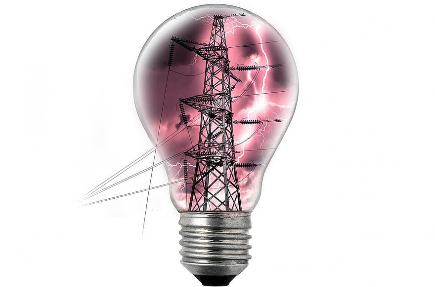 électricité, ampoule, lumière, lampe, Puissance, concept, haute, fermer, isolé, tungstène, la tour