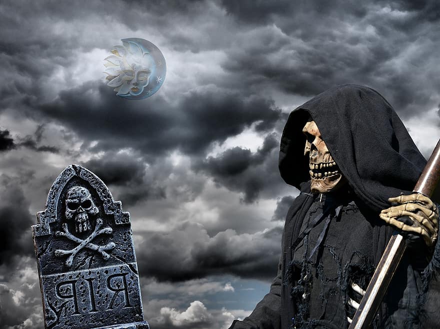 Death, Grim Reaper, Cemetery, Mystical, Old Cemetery, Tombstone, Grave, Creepy, Old, Horror, Spooky