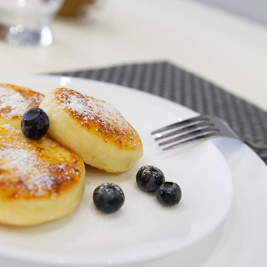 Pancakes, Breakfast, Food, Dish, Meal, Cuisine, Delicious, Tasty, Blueberries, Plate, Berry