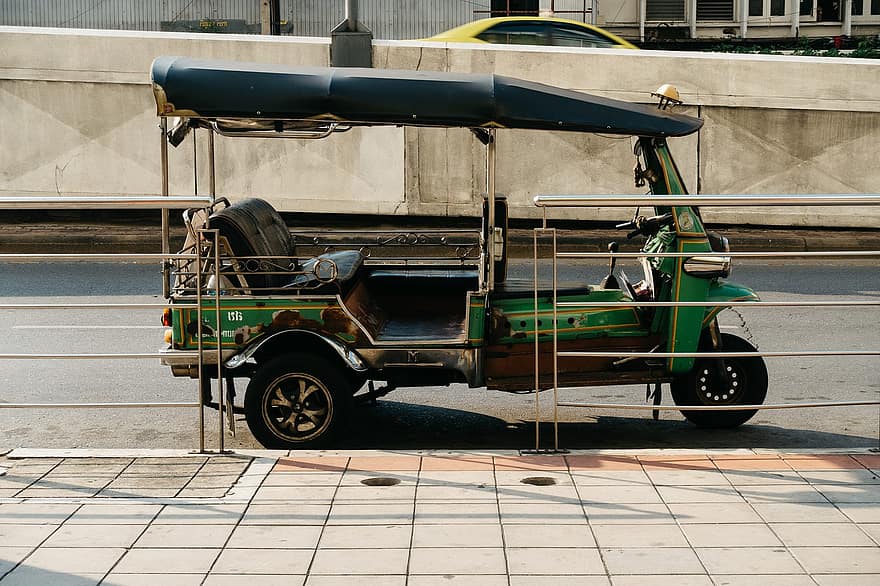 tuktuk, auto-riksja, voertuig, weg, straat, taxi, vervoer-, auto-, auto, Thailand, Bangkok