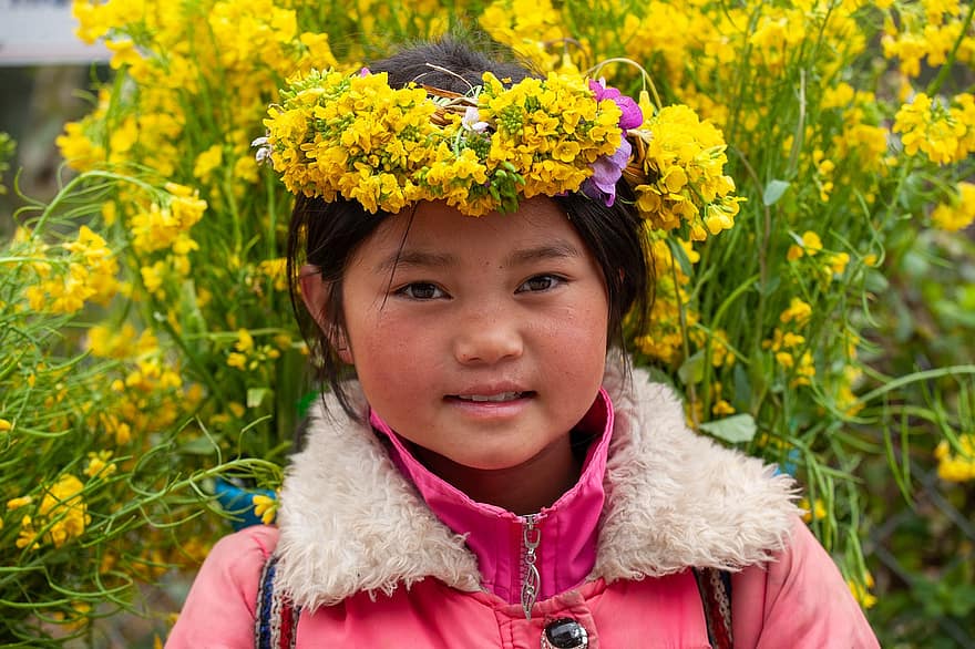 ritratto, viaggio, h'mong minoranza etnica, ha giang, bambini, Vietnam