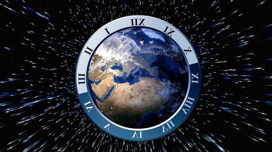 reloj, globo, tierra, mundo, hora, universo, galaxia, hora terrestre, continentes, espíritu, símbolo