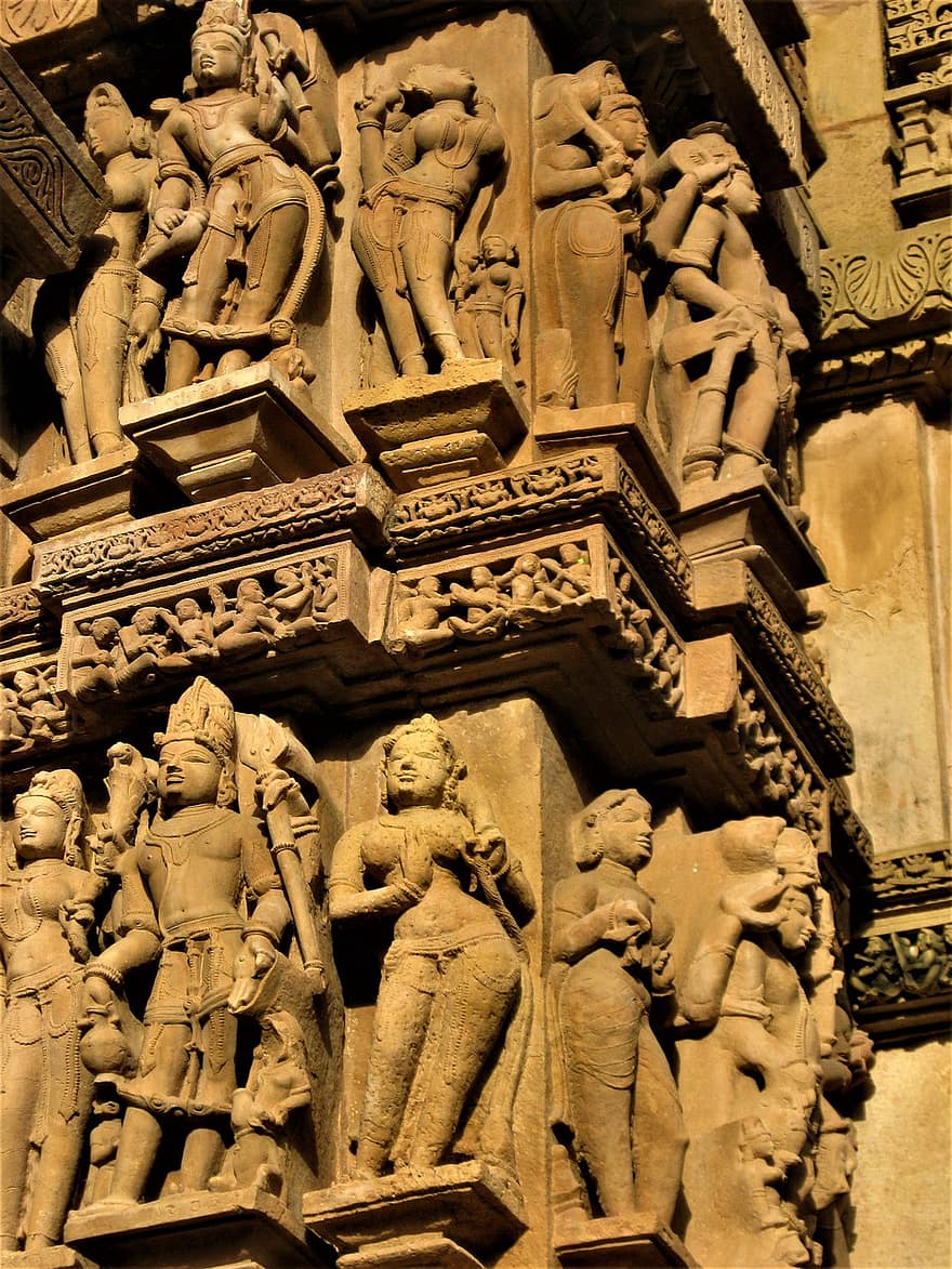 Índia, Khajuharu, ponto de referência, histórico, hindu, templo, arquitetura
