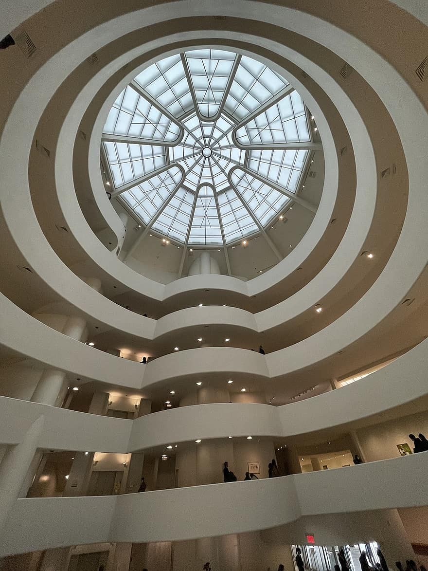 New York, The Guggenheim, Guggenheim Museum, Architecture, Nyc, New York City, indoors, modern, glass, ceiling, window