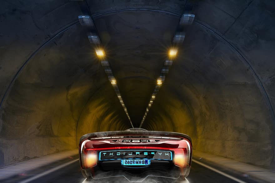 공상, 터널, 차량, 초현실적 인, 미래의