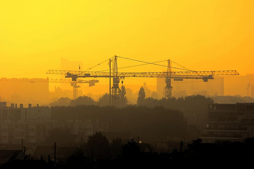 Crane, Structure, Machinery, Construction Site, City, Work, Capital, Sun