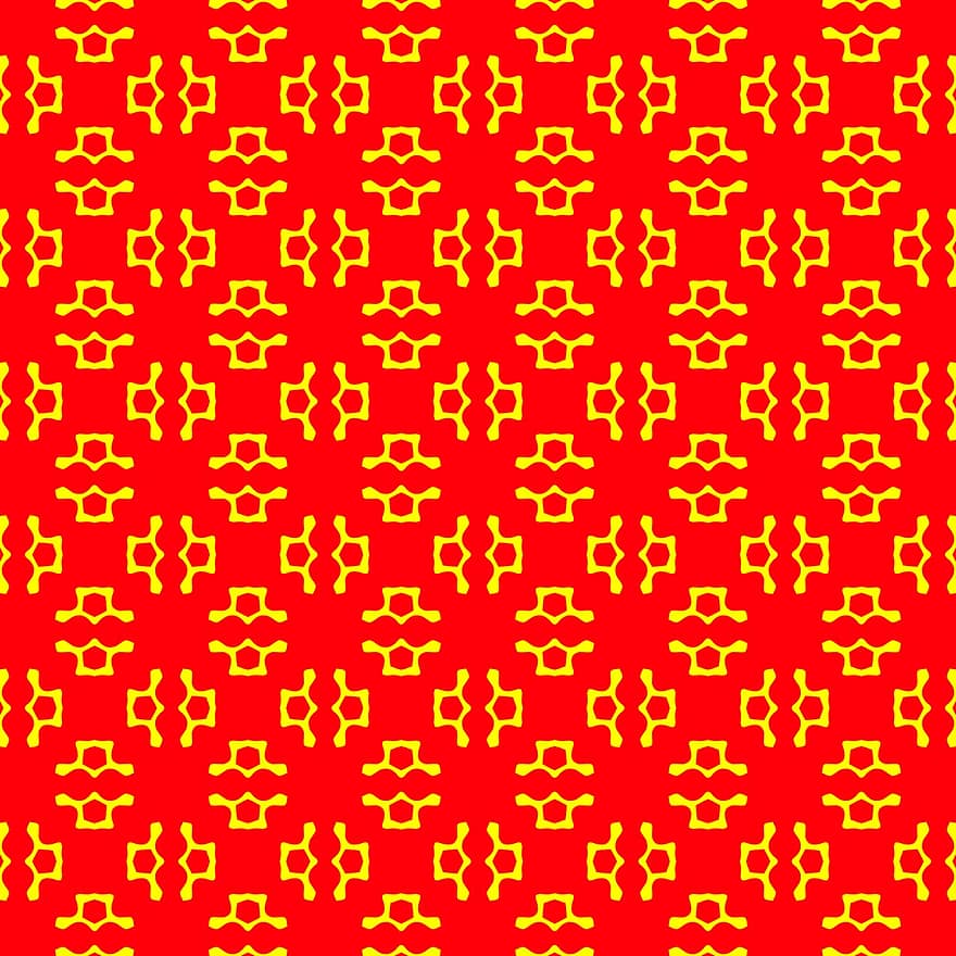 roter Hintergrund, Gelb, Formen, Muster, Textur, strukturierten Hintergrund, Fliese, nahtlos, bunt, hell, rote Textur