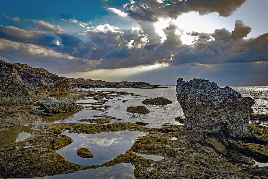 Kaap Greco, zee, rotsachtige kust, natuur, Cyprus