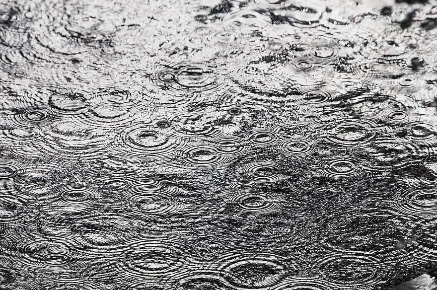 kapky vody, prší, kapky, vlnky, Pozadí, abstraktní, pozadí, vzor, detail, pokles, mokré