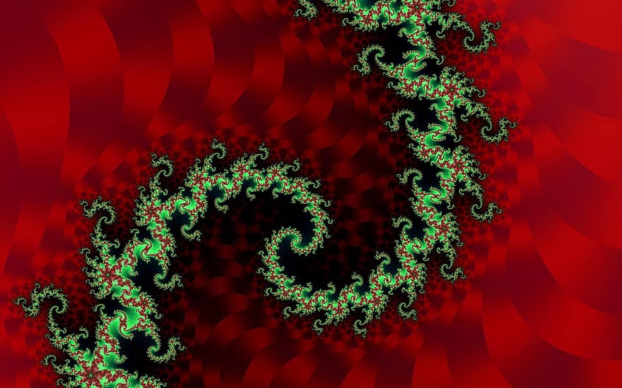 fractale, abstrait, art, math, dimension, spirale, vortex, rouge