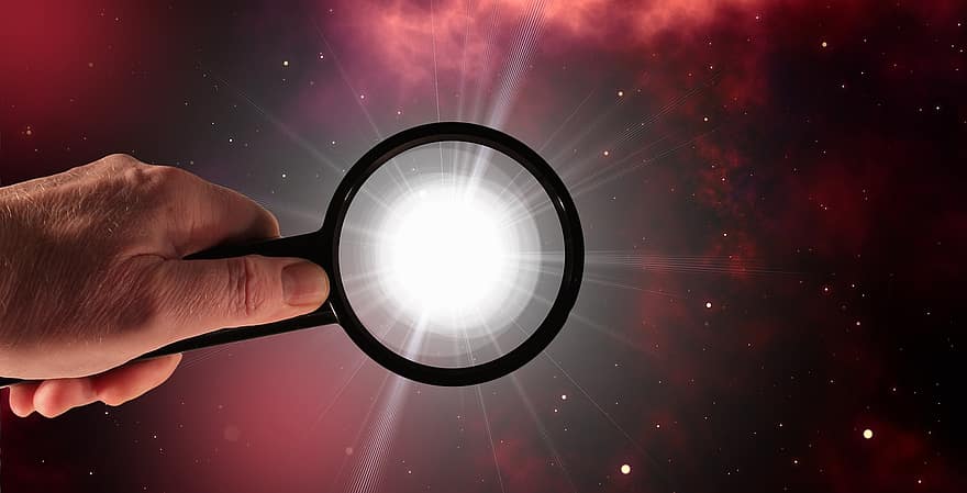 Magnifying Glass, Hand, Universe, Star, Galaxy, Finger, Thumb, Glass, Office, Increase, Lens