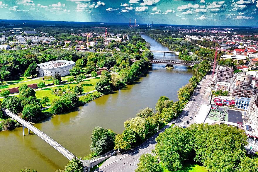 danube, flod, stad, ingolstadt, Tyskland, bro, natur, bavaria, övre Bayern, arkitektur, känt ställe