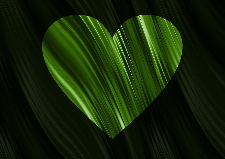 심장, 배경 이미지, 녹색, 애정