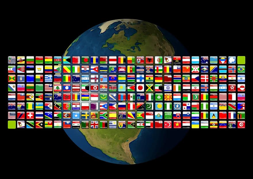 Amerika, jorden, flag, global, globalisering, globus, kontinenter, Land, stat, stater i Amerika, verden