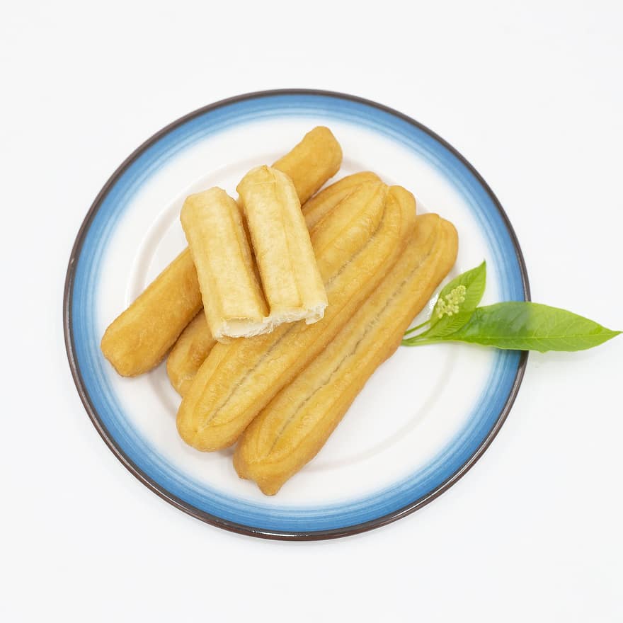 Fried Bread, You Tiao, Plate, Gourmet, Food, Chinese Cuisine, Snack, meal, close-up, dessert, freshness