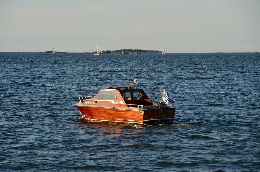 Boat, Powerboat, Evening, Sun, Water, Sea