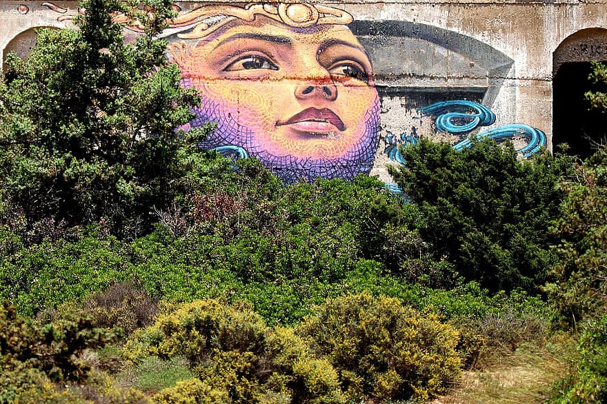 kunst, straatkunst, muur beschildering, grafitti, verloren plaats, Griekenland, naxos