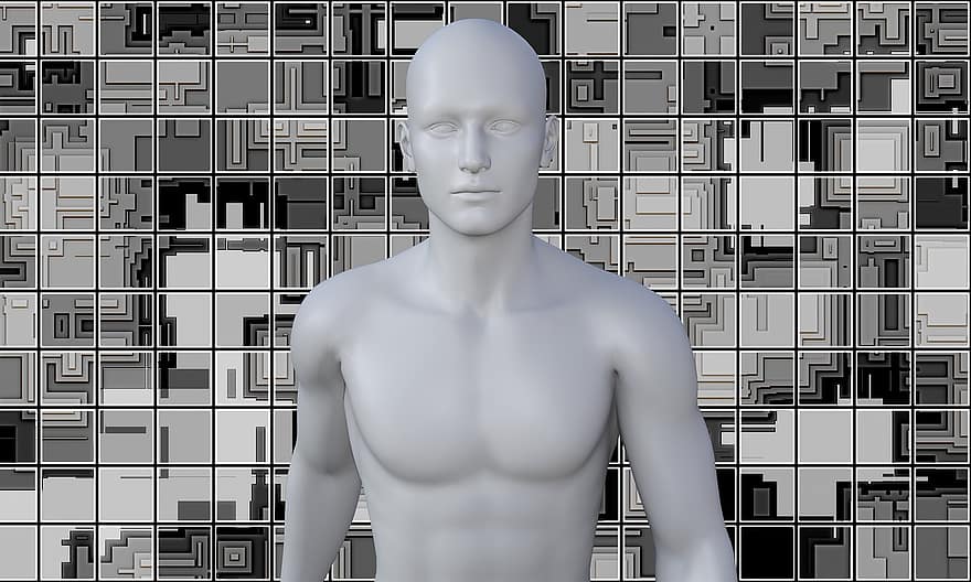 člověk, avatar, technologie, digitální, muž, mužský, Mužský avatar, umělá inteligence, čtverce