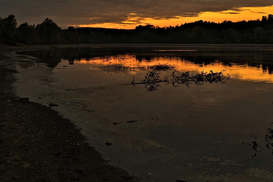 Sunrise, Dawn, Lake, Riverbank, Landscape, Trees, sunset, water, reflection, dusk, summer