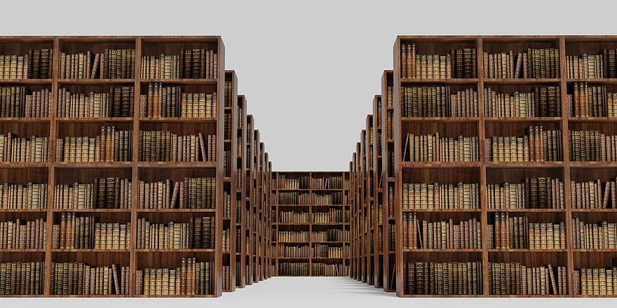 könyvtár, könyvespolc, könyvek, oktatás, tudás, irodalom, könyvesbolt, könyvszekrény, polc, régi, iskola
