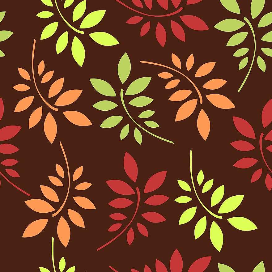 bladeren, gebladerte, patroon, ontwerp, bruin blad, Bruin ontwerp, bruin patroon
