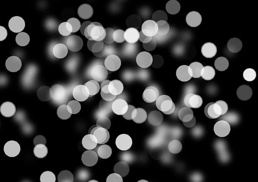 Bokeh, Out Of Focus, Black, White, Background, Light, Circle, Points, Abstract, Flare