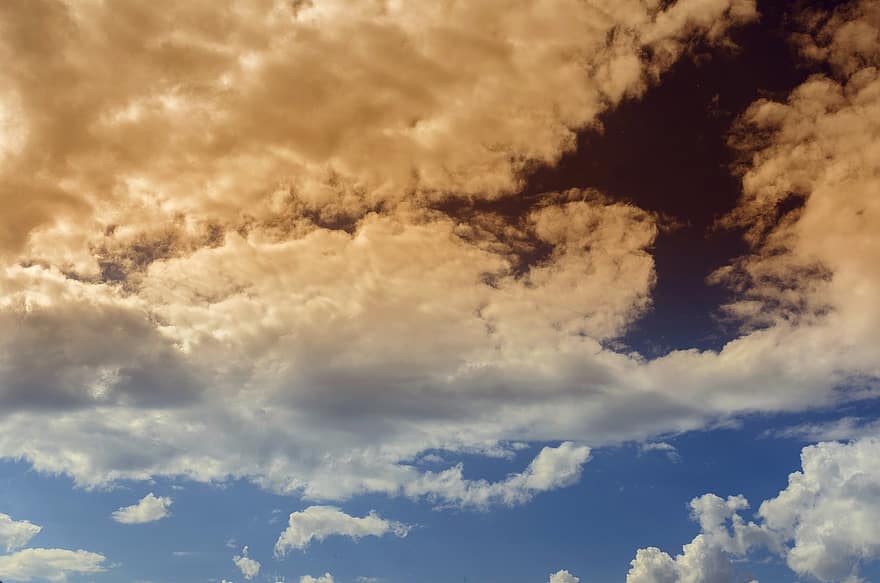 bulutlar, gökyüzü, kümülüs, hava, doğa, bulut, mavi, gün, yaz, arka, stratosfer