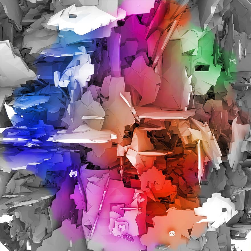 Fragments, Pieces, Background, Backdrop, Render, Color, Colorful, Abstract, 3d, Assemble, Sharp