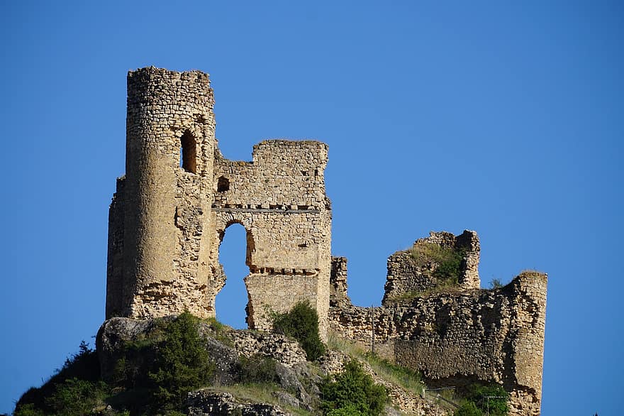Kastil, Spanyol, Pelegrina, agama, tempat tinggal, bersejarah, menara, ditinggalkan, reruntuhan, tua, pedesaan