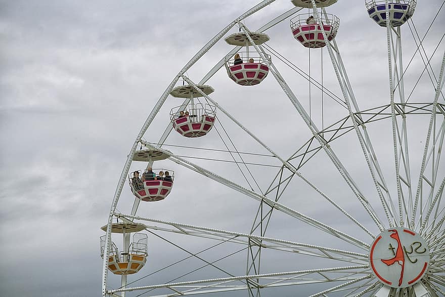 Ferris Wheel, Amusement Park Ride, wheel, fun, traveling carnival, circle, traditional festival, motion, blue, spinning, leisure activity