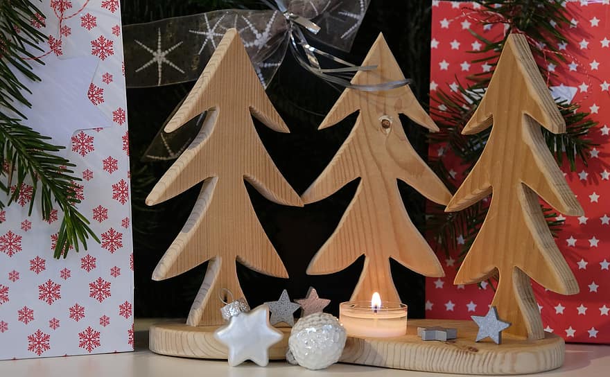 hari Natal, kedatangan, waktu Natal, dekorasi, dekorasi Natal, pohon Natal, kayu, kerajinan tangan, hadiah, dekorasi pohon natal, bintang