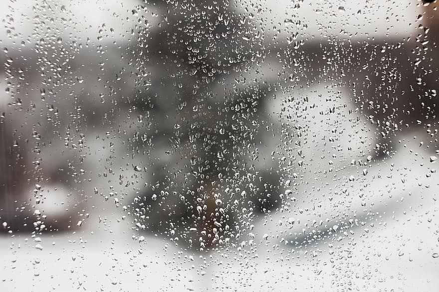 hujan, tetesan, jendela, kaca, air, basah, cuaca, buram, mengaburkan, pola, merapatkan