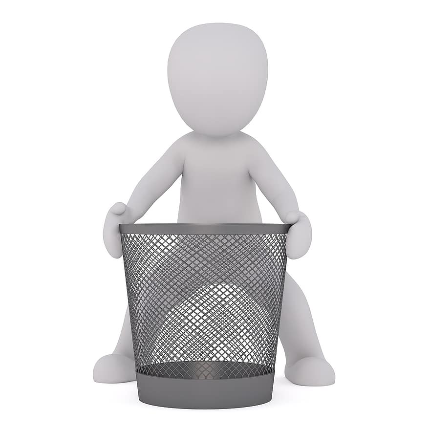 White Male, 3d Model, Isolated, 3d, Model, Full Body, White, Office, Recycle Bin, Garbage, Garbage Can