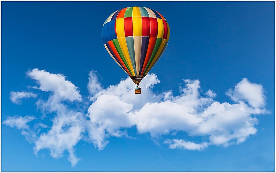 varmluftballon, ballon, himmel, flyde, kurv, svæve, drøm, flyvende, ballooning, skyer, luft