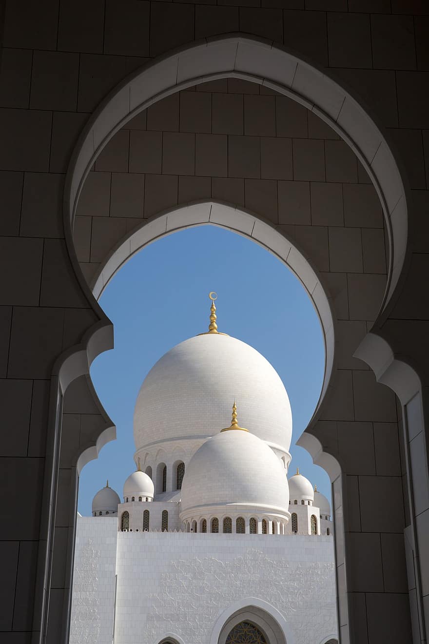 kupol, arkitektur, moské, himmel, abu, religion, abu dhabi moské, allah, arab, arabiska, byggnad