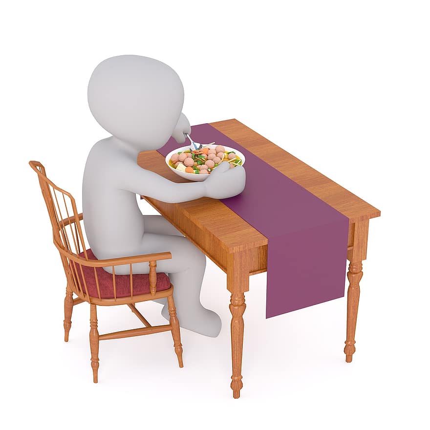 syödä, juhla, pöytä, gedeckter-pöytä, palvella, välipala, leipä, ruoka, valkoinen mies, 3d-malli, yksittäinen