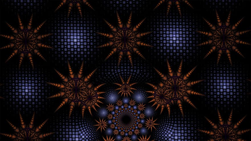 fractal, Blauwe bollen, blauw, gebied, patroon, fractal kunst, zwarte kunst