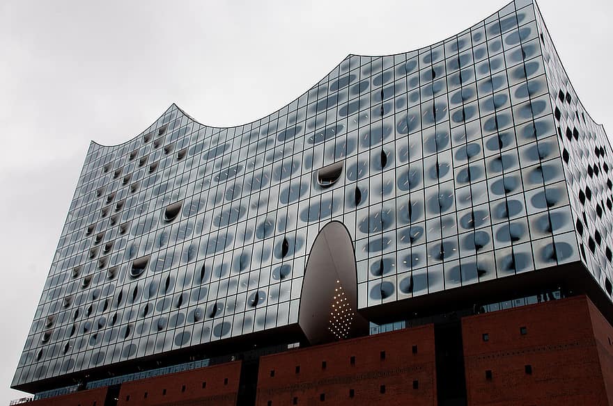 Elbphilharmonie Plaza, Hamburg, architektura, opera, budynek, speicherstadt, punkt orientacyjny, nowoczesny, na zewnątrz budynku, wieżowiec, zbudowana struktura