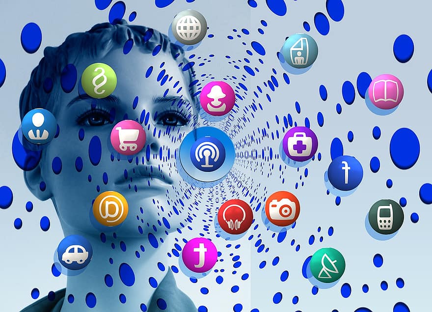 Đàn ông, khuôn mặt, cái đầu, vòng tròn, kết cấu, mạng lưới, Internet, xã hội, mạng xã hội, Logo, Facebook