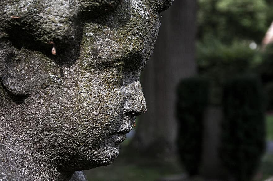 statua, scultura, viso, pietra sepolcrale, tomba