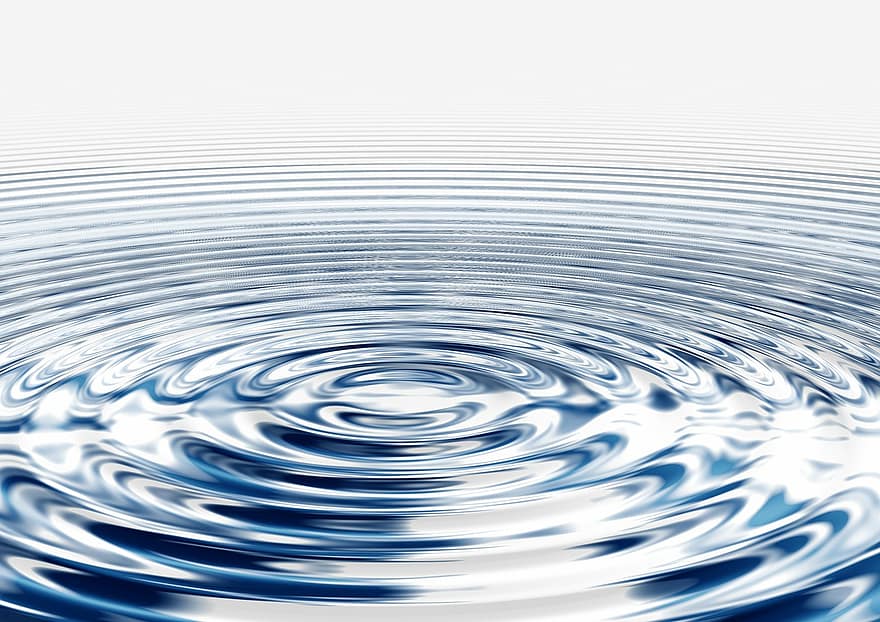 våg, koncentrisk, vågkretsar, vatten, blått vatten, blå våg, Blå cirkel